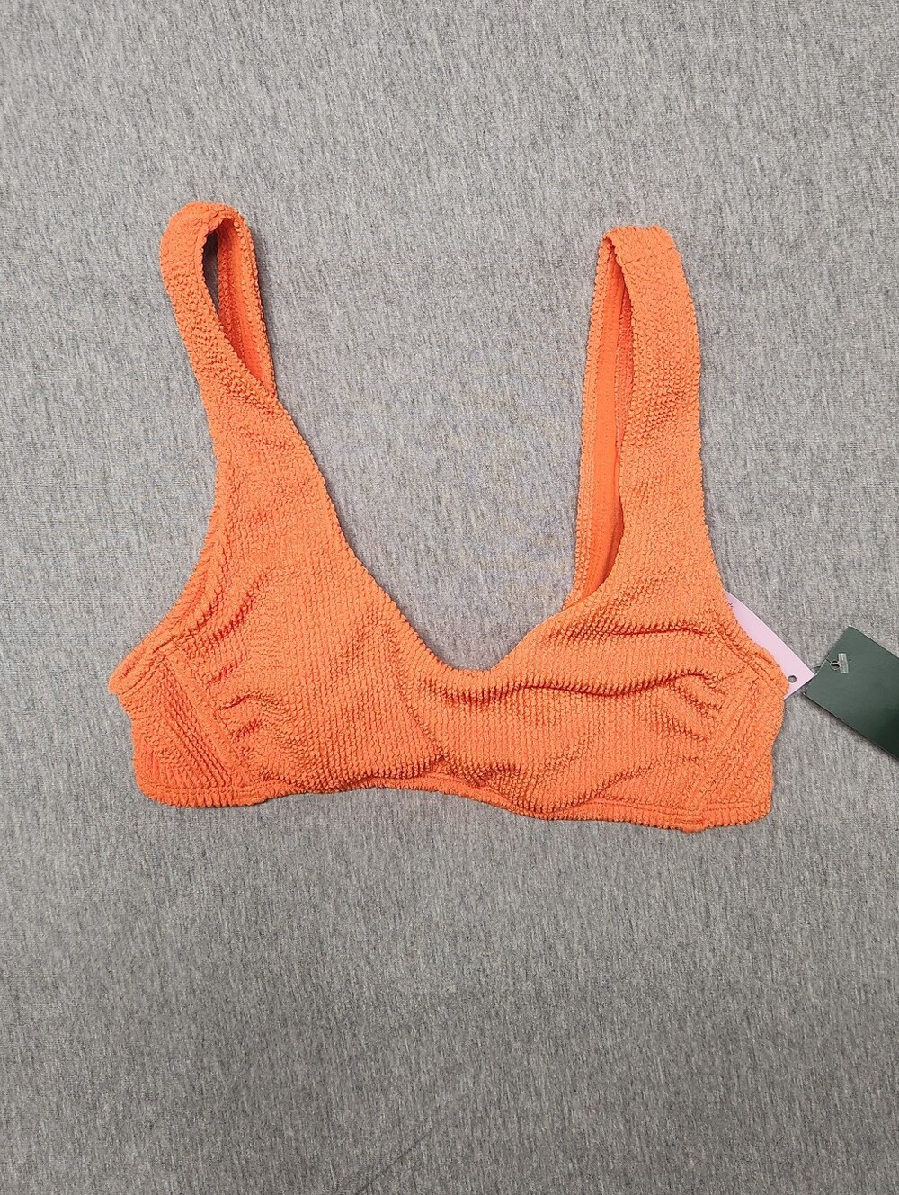 Wild Fable Women’s Pucker Scoop Bralette Bikini Top – Orange (Size XS)